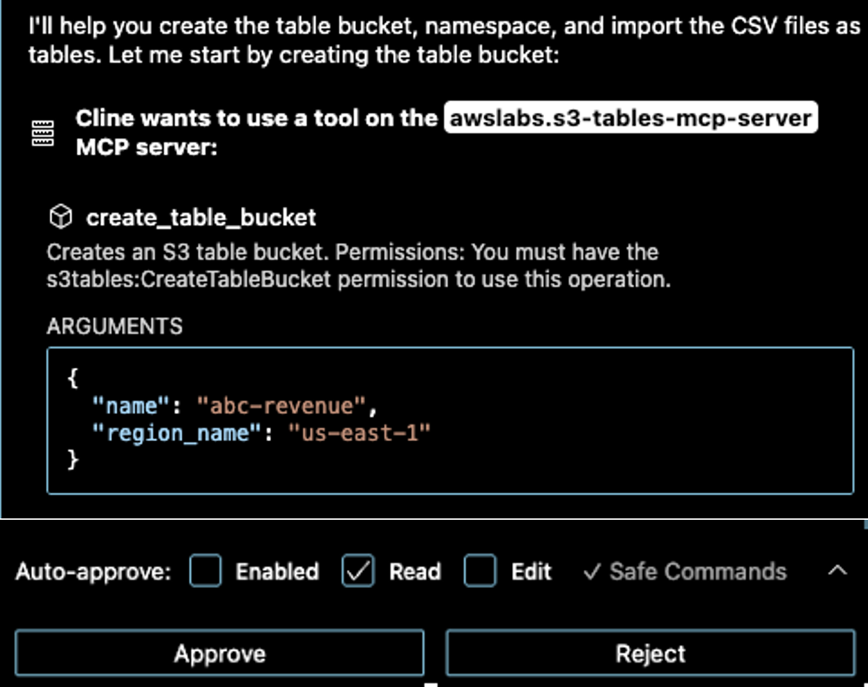 intermediate steps generated by AI assistant Cline